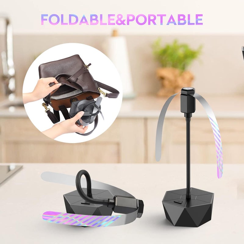 PIMAG Fly Fans for Tables, Fly Repellent Fan Outdoor Indoor Keep Flies Away, Fly Repellent Fans for Tables with Holographic Blades for Picnic, Party, Restaurant, Kitchen, and BBQ, 4 Pack Black - Image 3